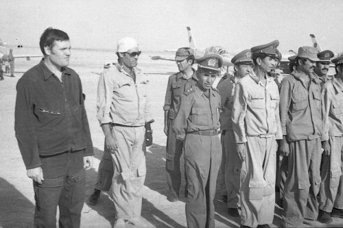 Soviet and Afghan trainers in front of the Afghan L-39C Albatros aircrafts