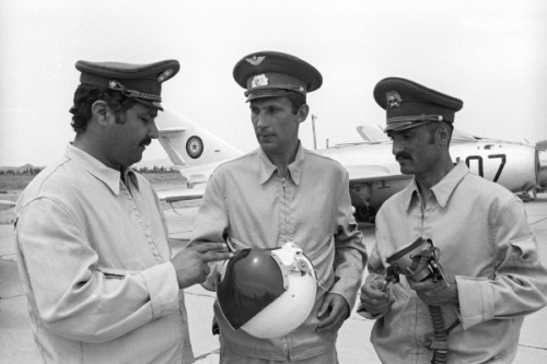 Afghan and Soviet pilots at Kandahar airport in early eighties.