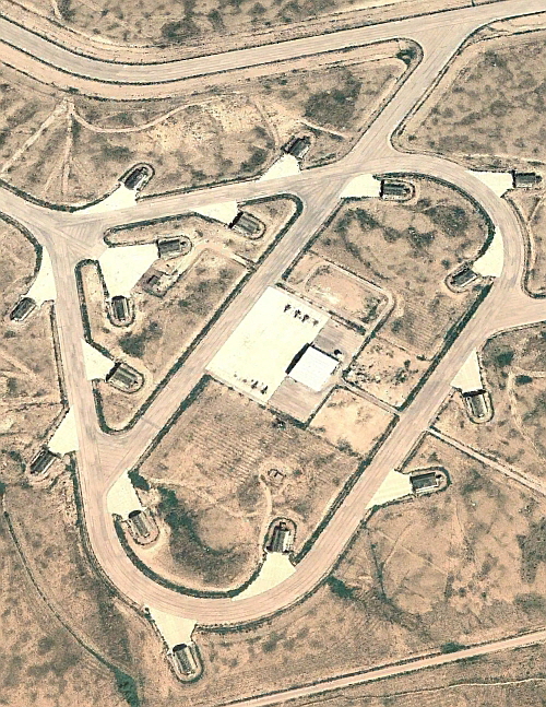 Libyan Ghardabiya Airbase hardened aircraft shaelter zone. Image: Maxtar Libyan Ghardabiya Airbase hardened aircraft shaelter zone. Image: Maxtar
