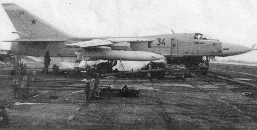 Soviet 733rd Tactical Bomber Air Regiment's Su-24 Fencer-A at Domna