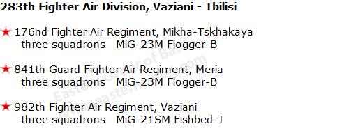 Soviet Transcaucasian Military District's Air Forces Order of Battle in 1978