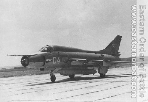 The Soviet 381th independent Reconnaissance Air Regiments Su-17M3 Fitter-H in Chimkent airport in the eighties