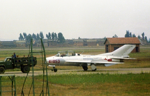 Chinese 44th Air Divisions two seater training aircraft Shenyang JJ-6 Farmer in 1979 at the Kunming airport. Photo: Robert Setterfield.