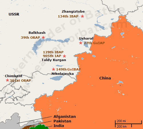 73rd Tactical Air Army order of battle map in 1973