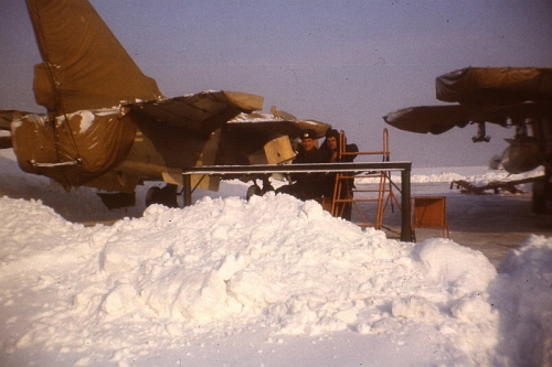 Soviet Tactical Air Force's 7th Bomber Air Regiment, Starokonstaninov ground crew front of his Su-24M Fencer-D