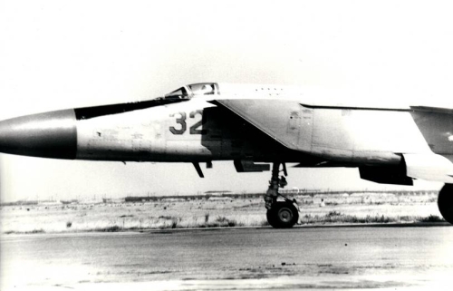 Soviet MiG-25P Foxbat-A interceptors at Nasosnaya airport close to Baku city in the seventies