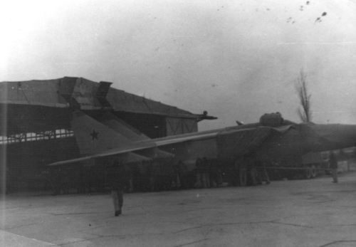 Soviet MiG-25P Foxbat-A interceptors on the 210th industrial aircraft repair factory at Nasosnaya airport