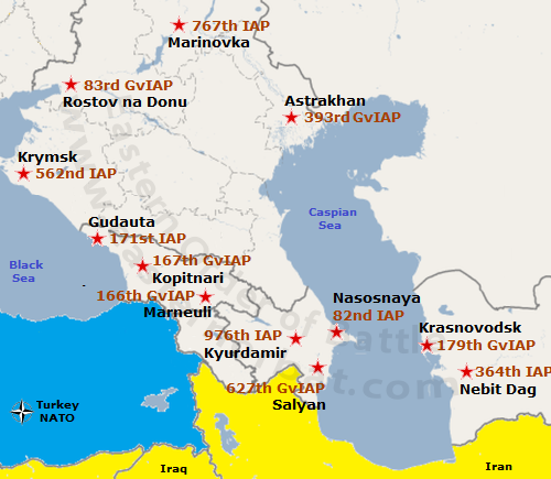 Baku Red Banner Air Defence District Order of Battle in 1968 map