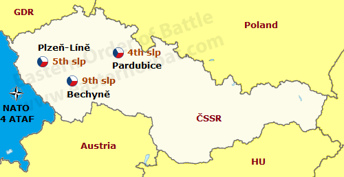 Czechoslovak Air Force 10th Air Army in 1968 map