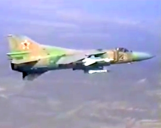 MiG-23 Flogger on the Soviet Sary Shagan missile test range