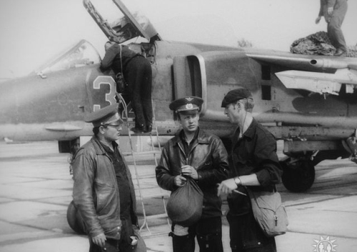 Soviet early MiG-27 Flogger-D bomber at the Lrz airpor East Germany