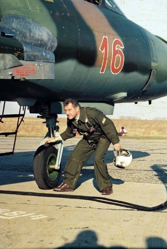 Hungarian Su-22M3 Fitter-J reconnaissance-bomber type at Taszr air base in eighteen.