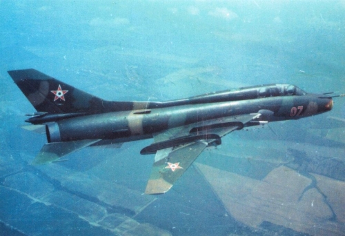 Hungarian Su-22UM3 Fitter-G reconnaissance-bomber trainer type at Taszr in eighteen. Photo: Ivncsik Gbor collection