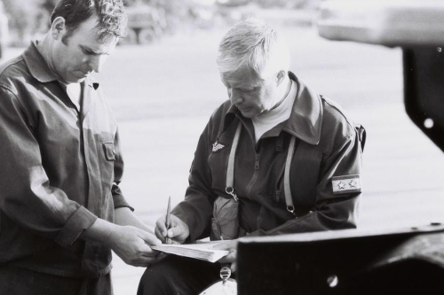 Hungarian pilots at Privolzhskiy, Astrakhan airport on the STRELBA-85 exercise in 1985