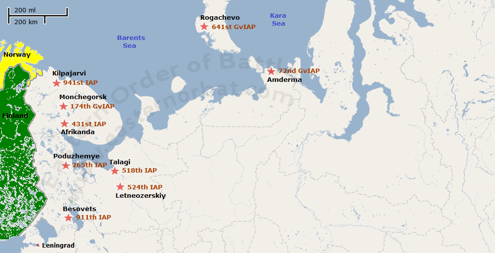 10th Independent Air Defence Army map in 1973