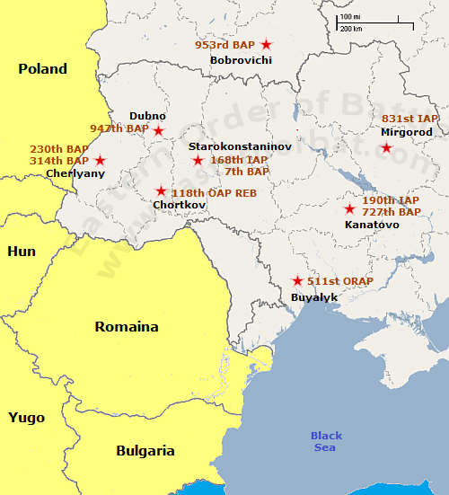 Soviet 24th Tactical Air Army map