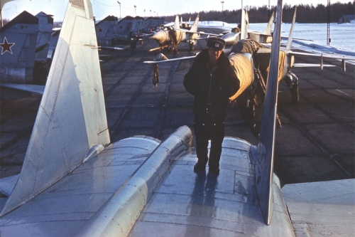 Soviet MiG-25 Foxbat interceptors at the Letneozersky airport