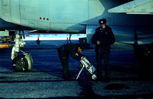 Soviet MiG-25 Foxbat interceptors at the Letneozersky airport