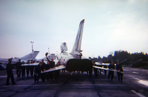 The Soviet 57th Guard Fighter Air Regiment PVO's Su-15TM 'Flagon-F'interceptors at the Besovets airport.