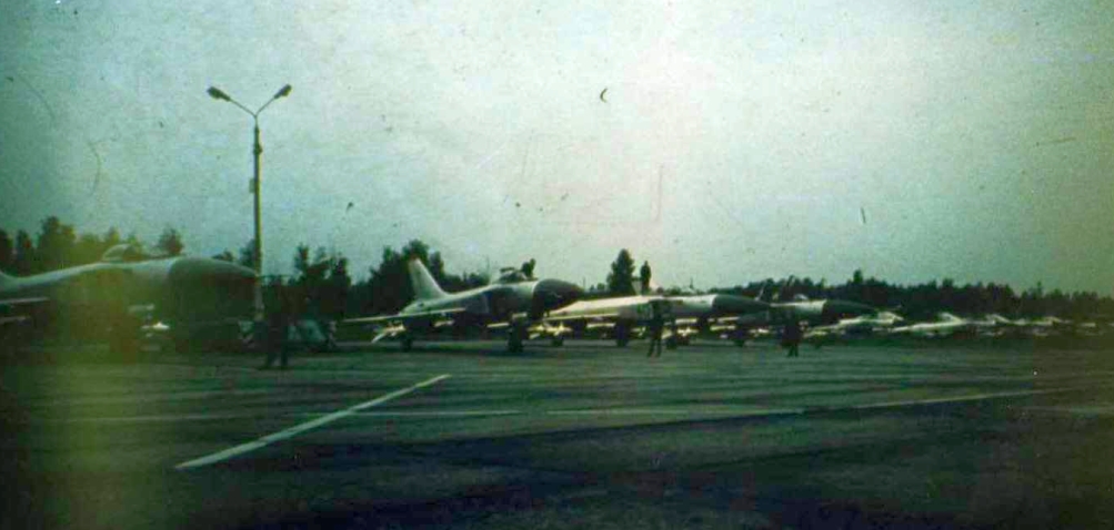 The Soviet 57th Guard Fighter Air Regiment PVO's Su-15TM 'Flagon-F'interceptors at the Besovets airport.