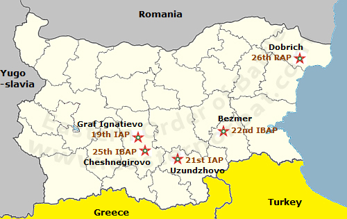 People's Republic of Bulgarian Air Force order of battle map