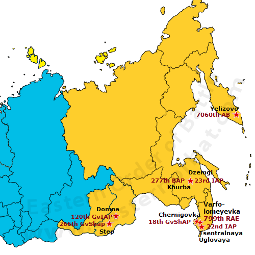 Russian Air Force Eastern Military District order of battle map